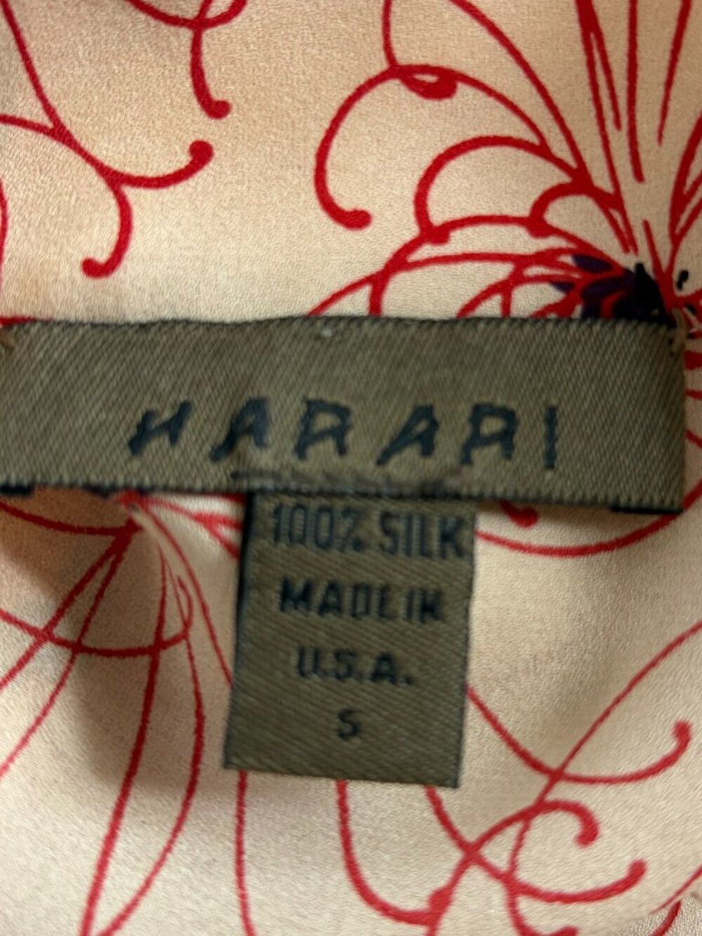 Harari silk top Small tan red vintage - Picture 9 of 9